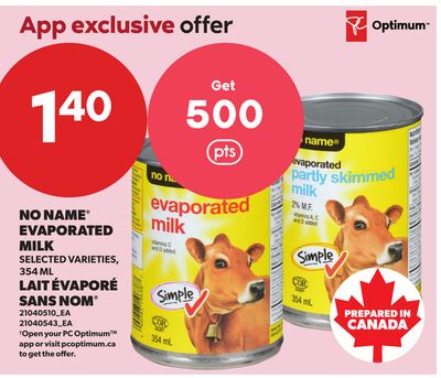 NO NAME® EVAPORATED MILK, 354 ML