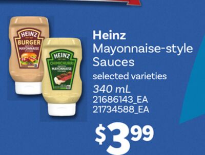 HEINZ MAYONNAISE-STYLE SAUCES, 340 ML