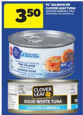 PC® SALMON OR CLOVER LEAF TUNA, 170 G