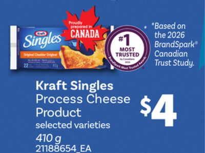 KRAFT SINGLES PROCESS CHEESE PRODUCT, 410 G