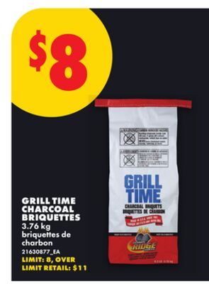 GRILL TIME CHARCOAL BRIQUETTES, 3.76 KG