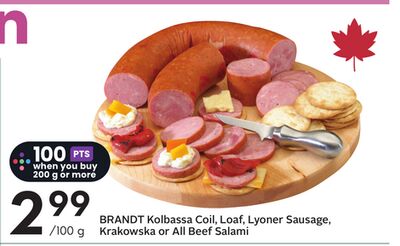 BRANDT Kolbassa Coil, Loaf, Lyoner Sausage, Krakowska or Ali Beef Salami