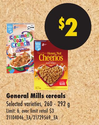 GENERAL MILLS CEREALS, 260 - 292 G