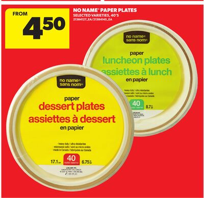 NO NAME® PAPER PLATES, 40'S