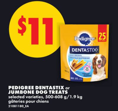 PEDIGREE DENTASTIX or JUMBONE DOG TREATS, 500-608 g/1.9 kg