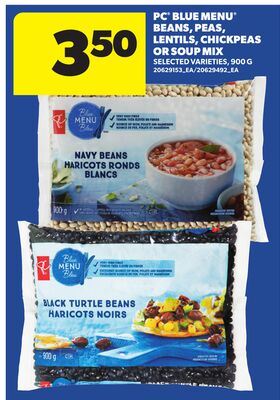 PC® BLUE MENU® BEANS, PEAS, LENTILS, CHICKPEAS OR SOUP MIX, 900 G