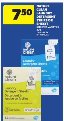NATURE CLEAN LAUNDRY DETERGENT STRIPS OR SHEETS, 32's