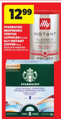 STARBUCKS NESPRESSO® VERTUO CAPSULES, 8'S OR ILLY INSTANT COFFEE, 95 G