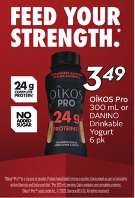OÎKOS Pro 300 mL or DANINO Drinkable Yogurt