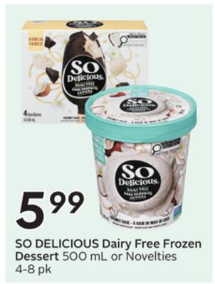 Dairy Free Frozen Dessert 500 mL or Novelties