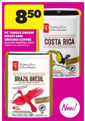 PC® SINGLE ORIGIN ROAST AND GROUND COFFEE, 340 G