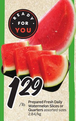 Prepared Fresh Daily Watermelon Slices or Quarters