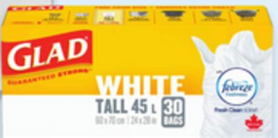 Glad White kitchen garbage Bags 30s-52s