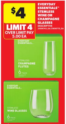 EVERYDAY ESSENTIALS™ STEMLESS WINE OR CHAMPAGNE GLASSES