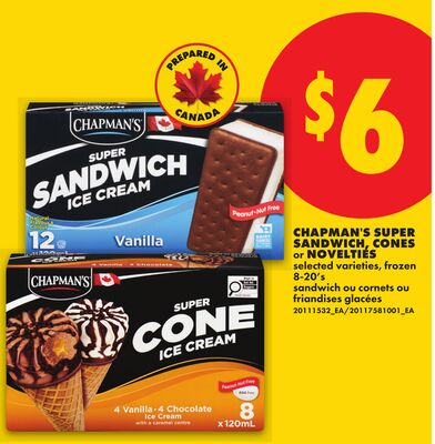 CHAPMAN'S SUPER SANDWICH, CONES or NOVELTIES, 8-20's
