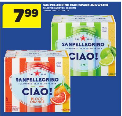 SAN PELLEGRINO CIAO! SPARKLING WATER, 6X330 ML
