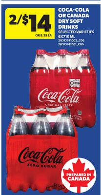 COCA-COLA FROM CANADA DRY SOFT DRINKS, 6X710 ML