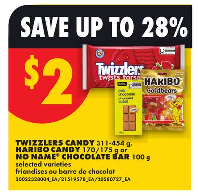 TWIZZLERS CANDY, 311-454 g, HARIBO CANDY, 170/175 g or NO NAME® CHOCOLATE BAR, 100 g