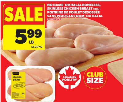 NO NAME® OR HALAL BONELESS, SKINLESS CHICKEN BREAST