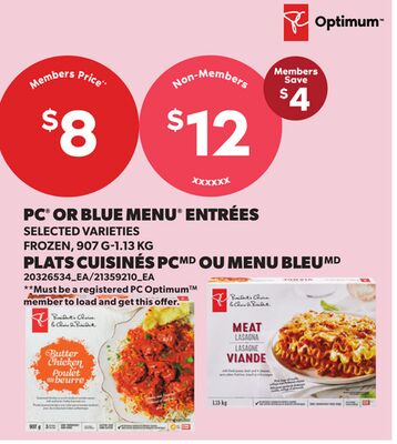PC® OR BLUE MENU® ENTRÉES