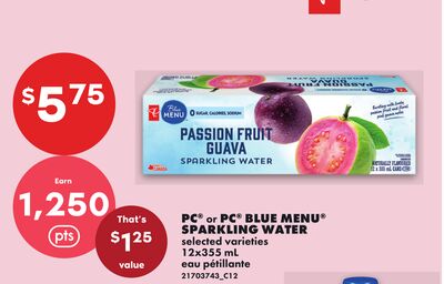 PC® or PC® BLUE MENU® SPARKLING WATER, 12x355 mL