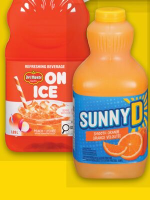SUNNY D OR DEL MONTE ON ICE REFRESHER, 1.89 L