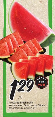 Prepared Fresh Daily Watermelon Quarters or Slices