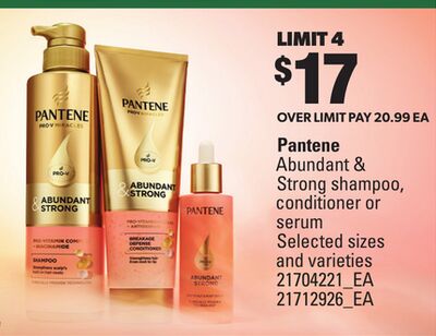 PANTENE ABUNDANT & STRONG SHAMPOO, CONDITIONER OR SERUM