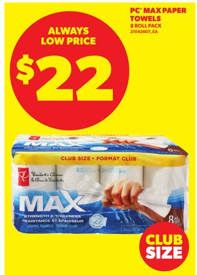 PC® MAX PAPER TOWELS, 8 ROLL PACK
