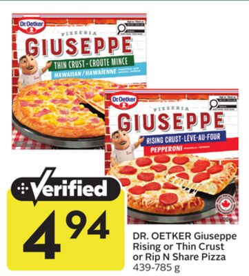 DR. OETKER Giuseppe Rising or Thin Crust or Rip N Share Pizza