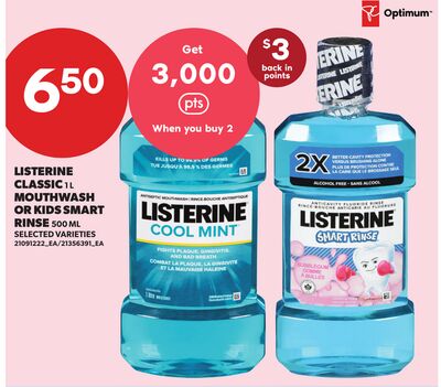 LISTERINE CLASSIC, 1 L MOUTHWASH OR KIDS SMART, 500 ML