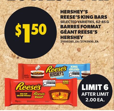 HERSHEY'S REESE'S KING BARS, 62-85 G