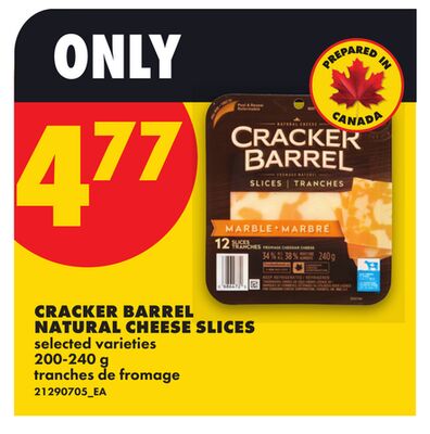 CRACKER BARREL NATURAL CHEESE SLICES, 200-240 g