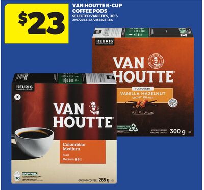 VAN HOUTTE K-CUP COFFEE PODS, 30'S