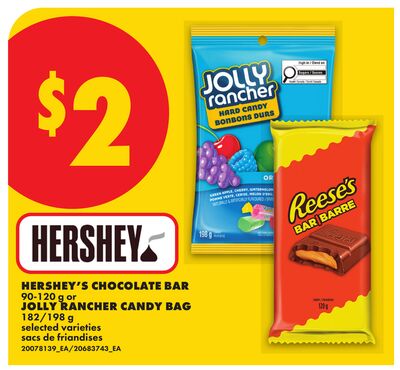 HERSHEY'S CHOCOLATE BAR, 90-120 g or JOLLY RANCHER CANDY BAG, 182/198 g