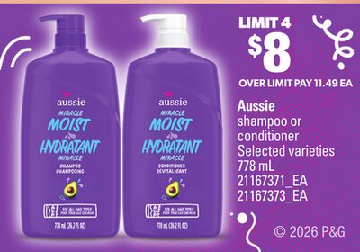 AUSSIE SHAMPOO OR CONDITIONER, 778 mL