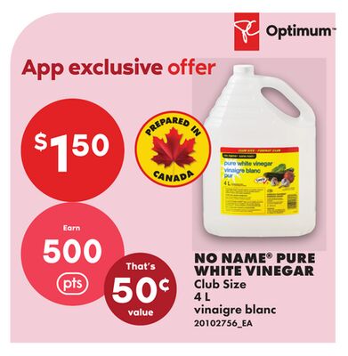 NO NAME® PURE WHITE VINEGAR, 4 L