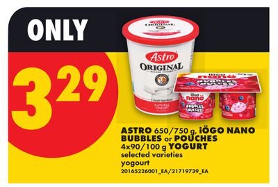 ASTRO, 650/750 g, iÖGO NANO BUBBLES or POUCHES, 4x90/100 g YOGURT