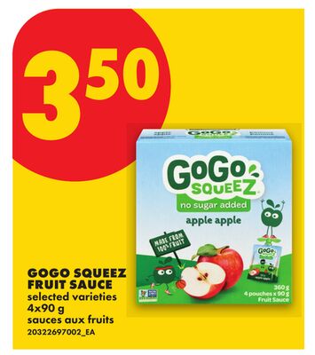 GOGO SQUEEZ FRUIT SAUCE, 4x90 G