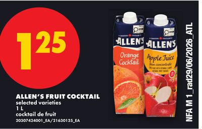 ALLEN'S FRUIT COCKTAIL, 1 L