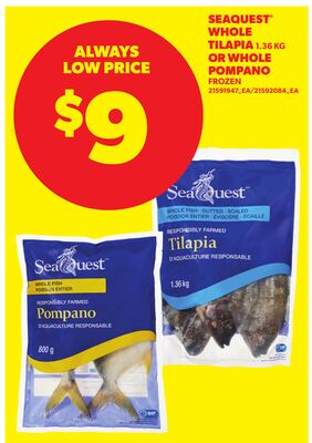 SEAQUEST® WHOLE TILAPIA, 1.36 KG OR WHOLE POMPANO