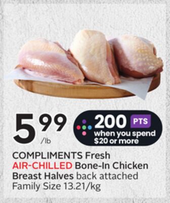 COMPLIMENTS Fresh AIR-CHILLED Bone-In Chicken Breast Halves