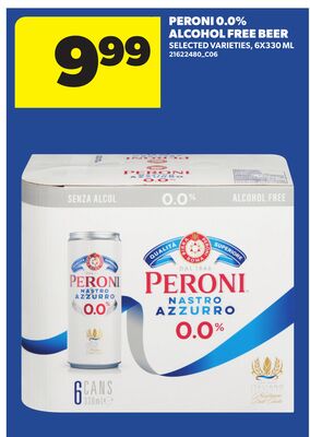 PERONI 0.0% ALCOHOL FREE BEER, 6X330 ML