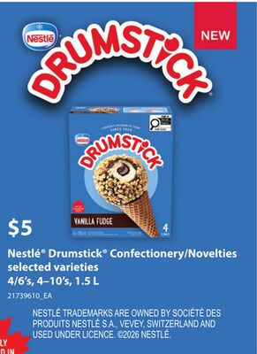 NESTLÉ® DRUMSTICK® CONFECTIONERY NOVELTIES, 4/6's, 4–10's, 1.5 L