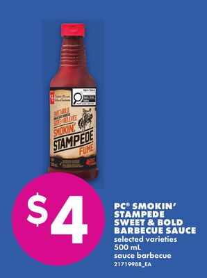 PC® SMOKIN' STAMPEDE SWEET & BOLD BARBECUE SAUCE, 500 mL