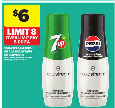 SODASTREAM PEPSI OR CLASSIC SYRUPS OR FLAVOURS, 440 ML