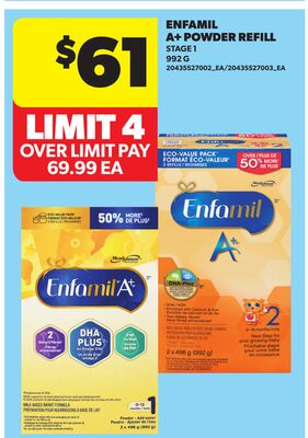 ENFAMIL A+ POWDER REFILL, 2 X 496 G
