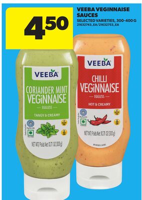 VEEBA VEGINNAISE SAUCES, 300-400 G