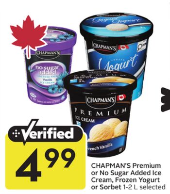 Premium or No Sugar Added Ice Cream, Frozen Yogurt or Sorbet