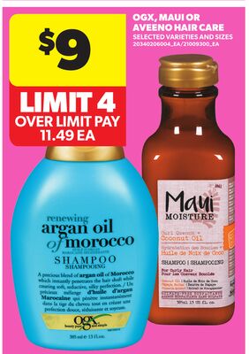 OGX, MAUI OR AVEENO HAIR CARE